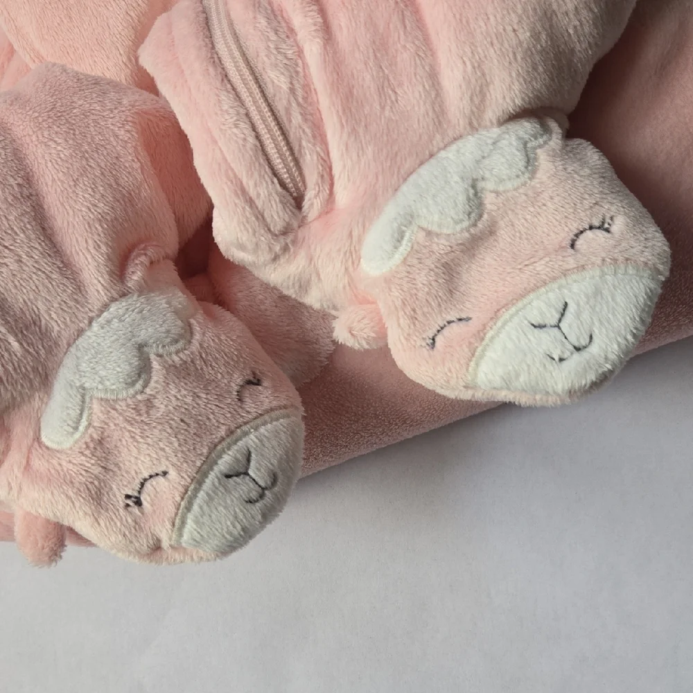 Carter's 6mo Pink Llama/Sheep Hooded Baby Bunting Pram One Piece